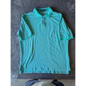 Polo Ralph Lauren Mens 4XLT Green White Striped Short Sleeve Polo Shirt Cotton
